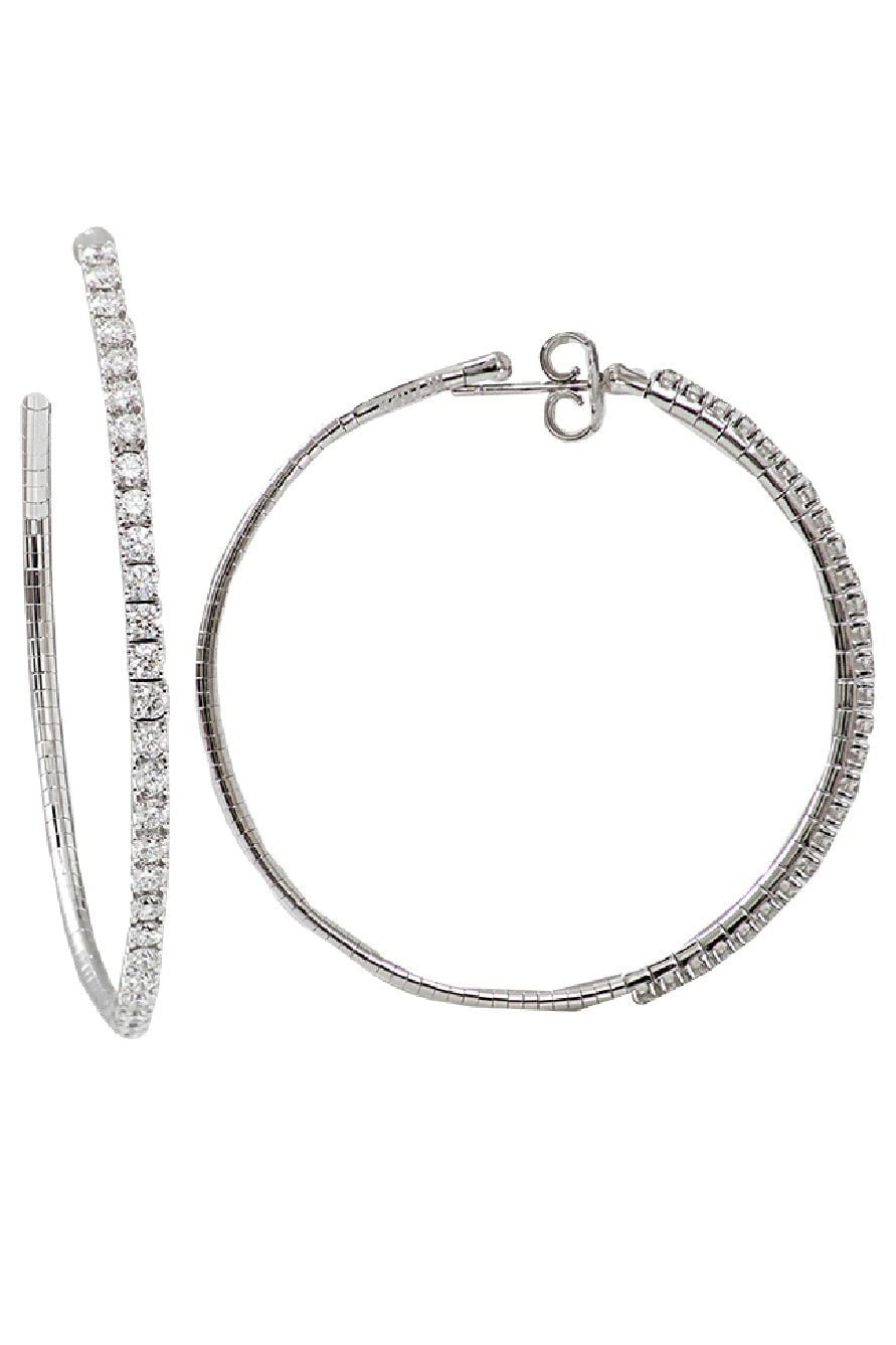 MATTIA CIELO-4cm White Gold Rugiada Diamond Tennis Hoop Earrings-WHITE GOLD