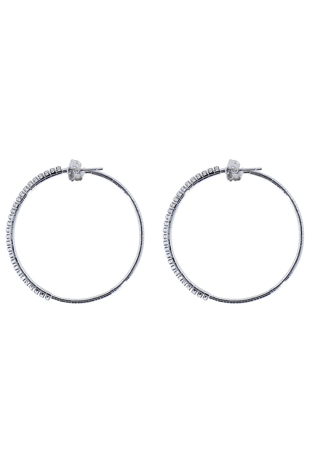 MATTIA CIELO-4cm White Gold Rugiada Diamond Tennis Hoop Earrings-WHITE GOLD
