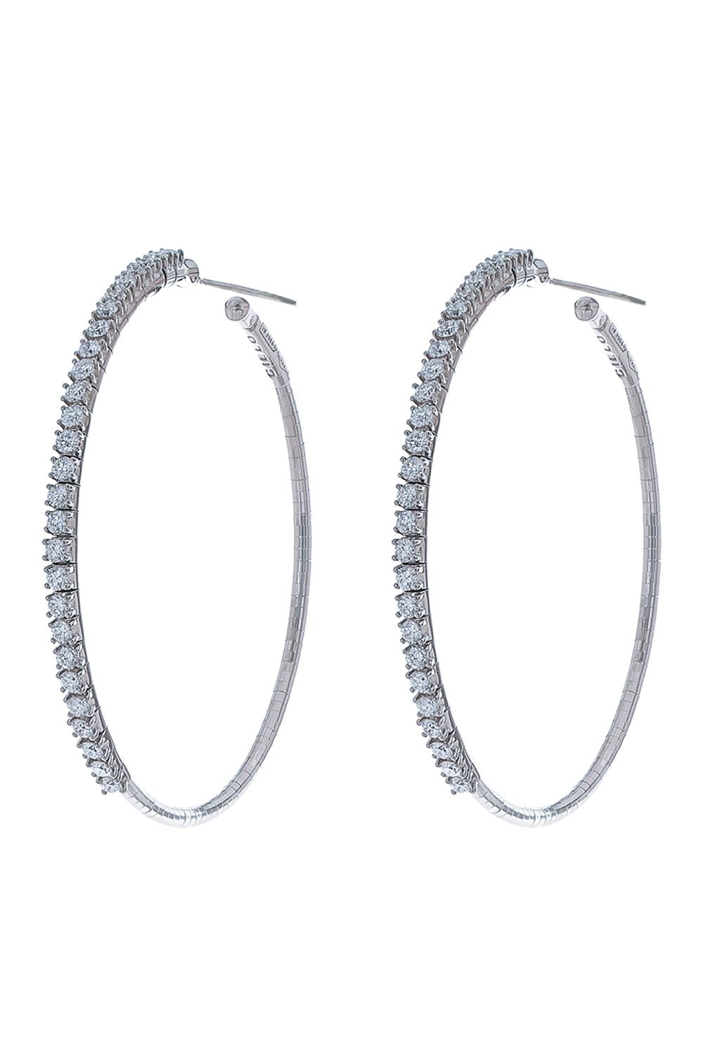 MATTIA CIELO-4cm White Gold Rugiada Diamond Tennis Hoop Earrings-WHITE GOLD