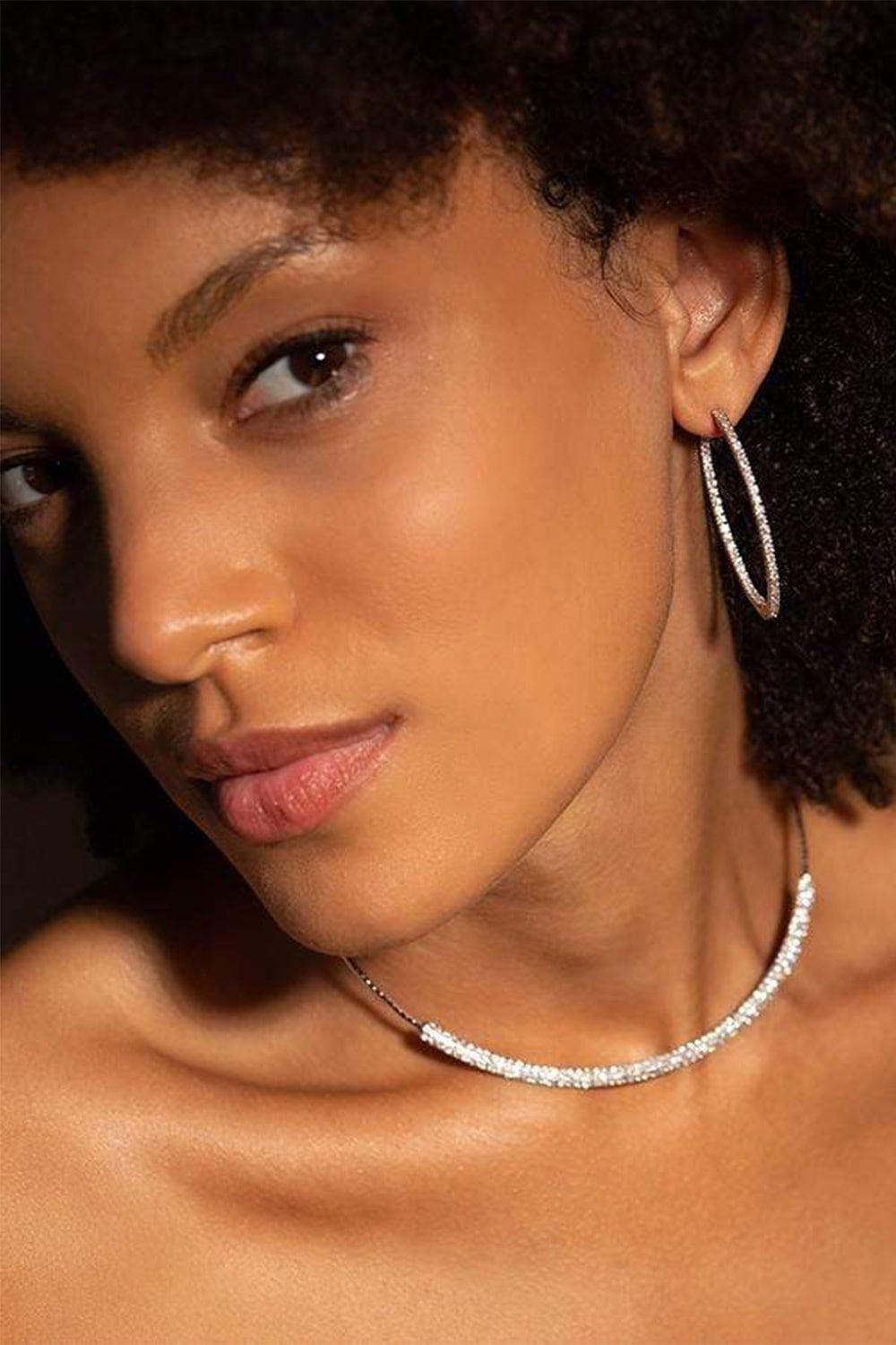 MATTIA CIELO-4cm White Gold Rugiada Front and Back Hoops-WHITE GOLD
