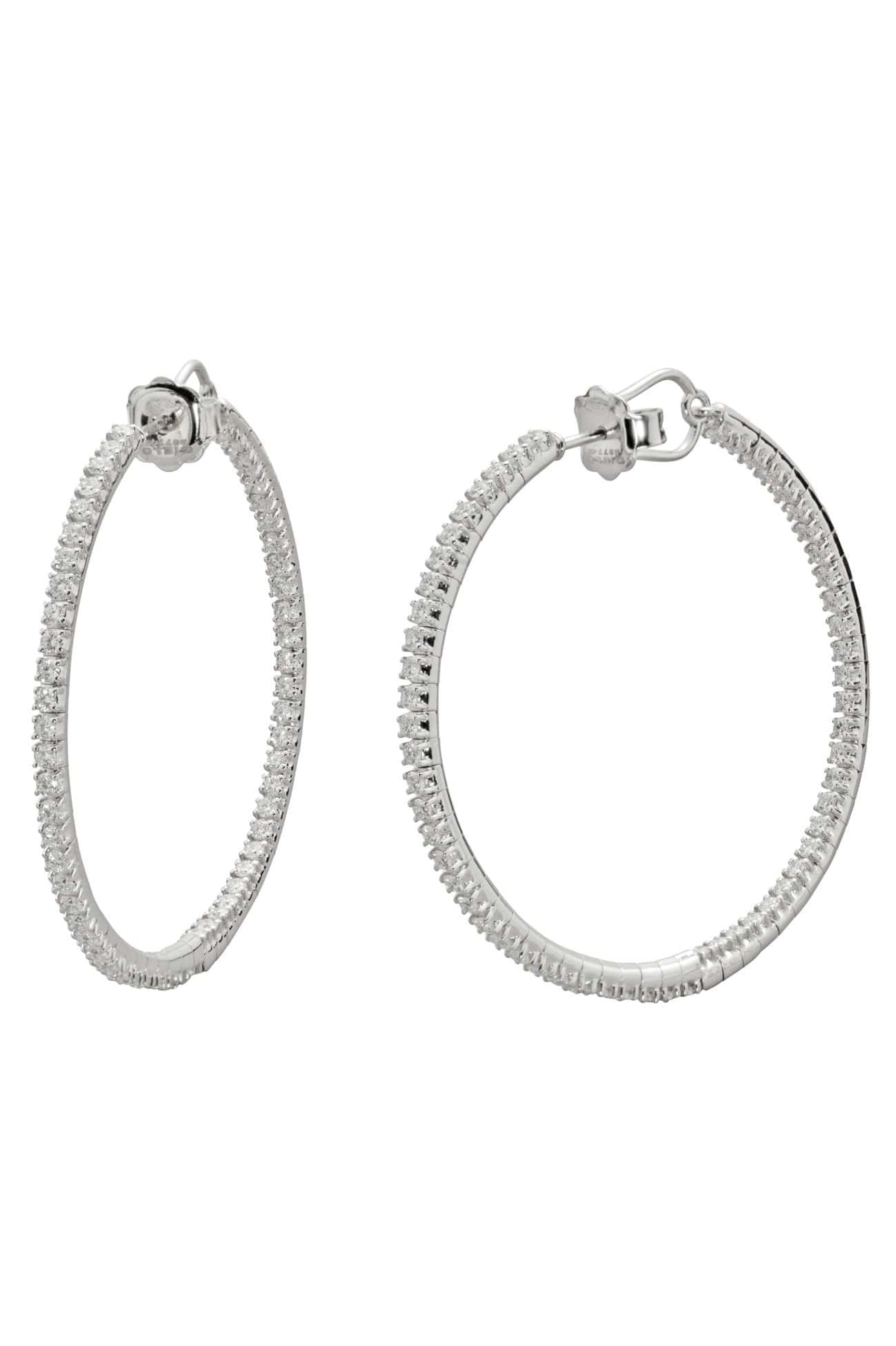 MATTIA CIELO-4cm White Gold Rugiada Front and Back Hoops-WHITE GOLD