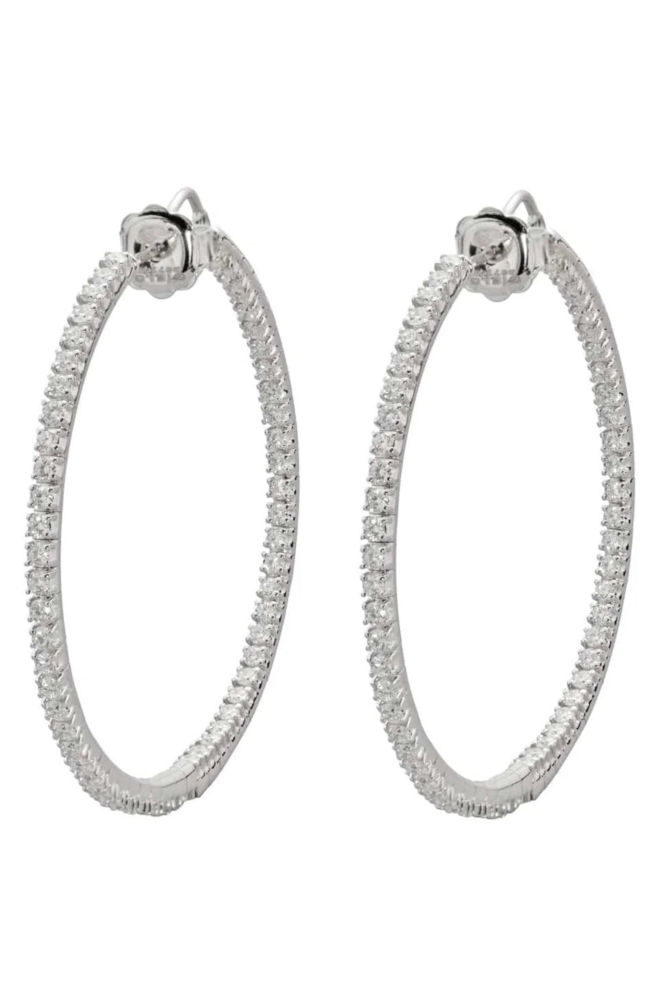 MATTIA CIELO-4cm White Gold Rugiada Front and Back Hoops-WHITE GOLD