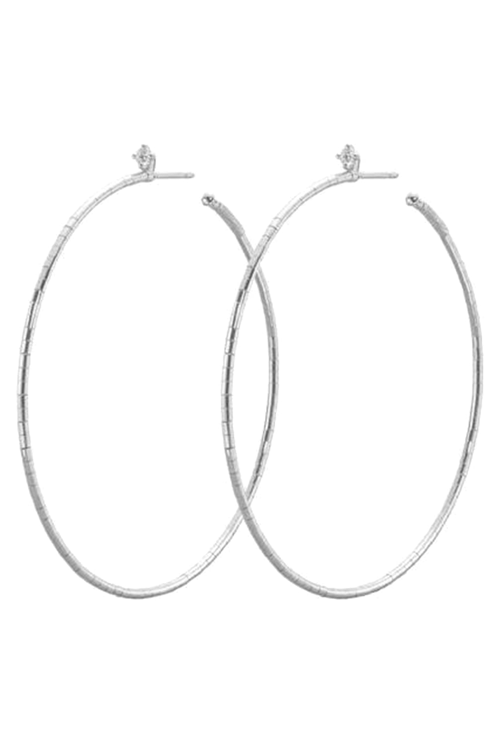 MATTIA CIELO-6cm Rugiada Single Diamond Hoops-WHITE GOLD