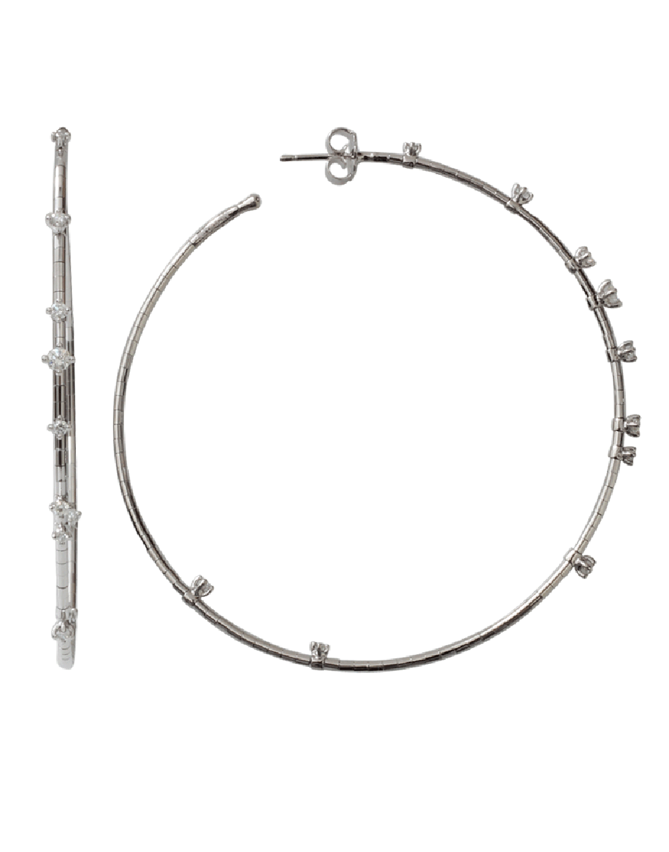MATTIA CIELO-Rugiada Diamond Hoop Earrings-WHITE GOLD