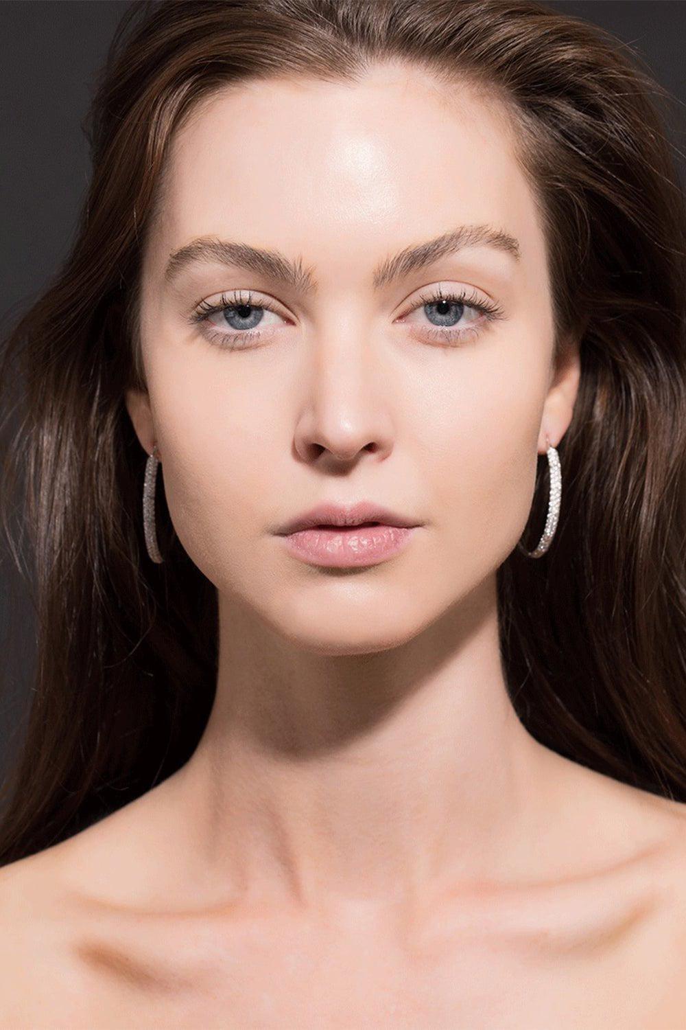 MATTIA CIELO-Rugiada Diamond Pave Hoop Earrings-WHITE GOLD