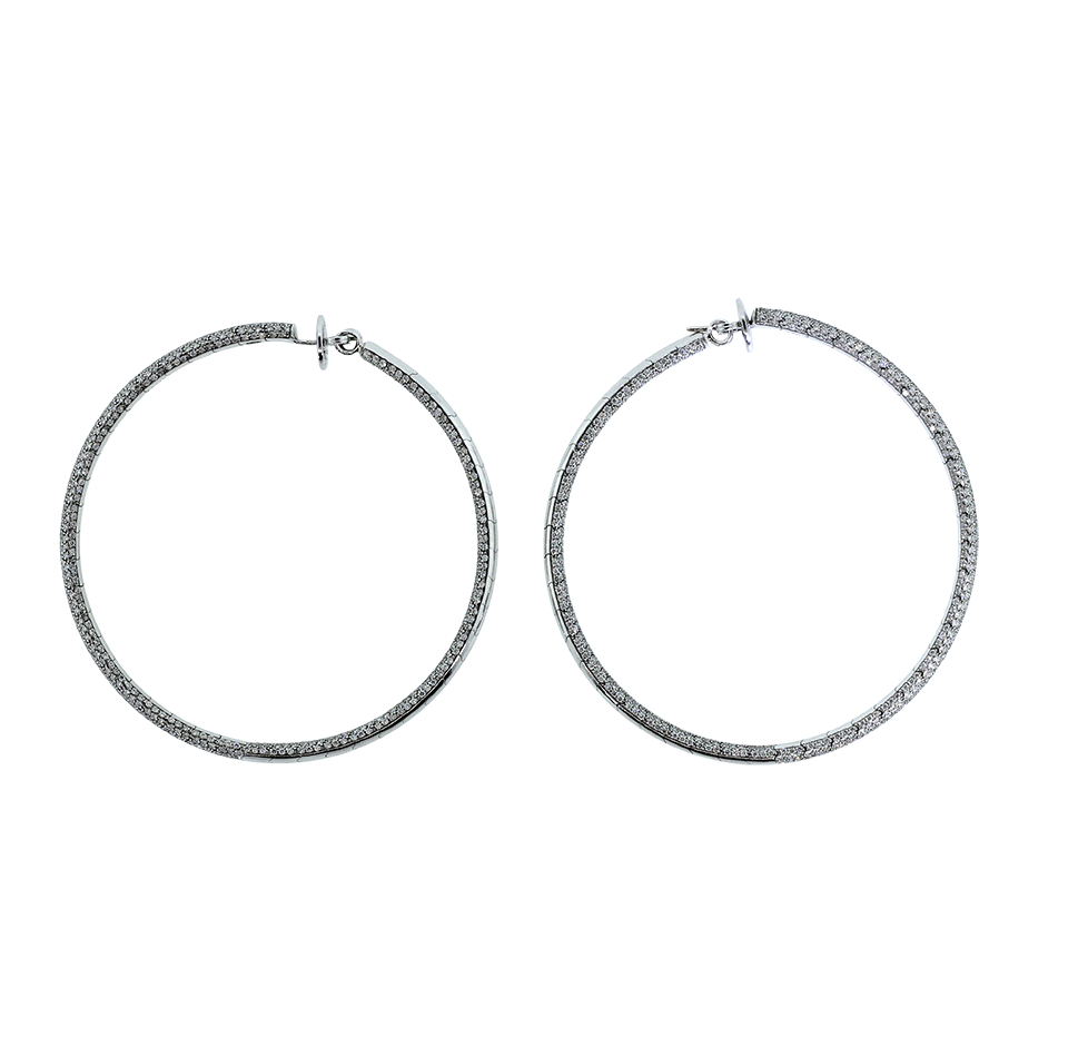 MATTIA CIELO-Rugiada Micro Pave Diamond Hoop-WHITE GOLD