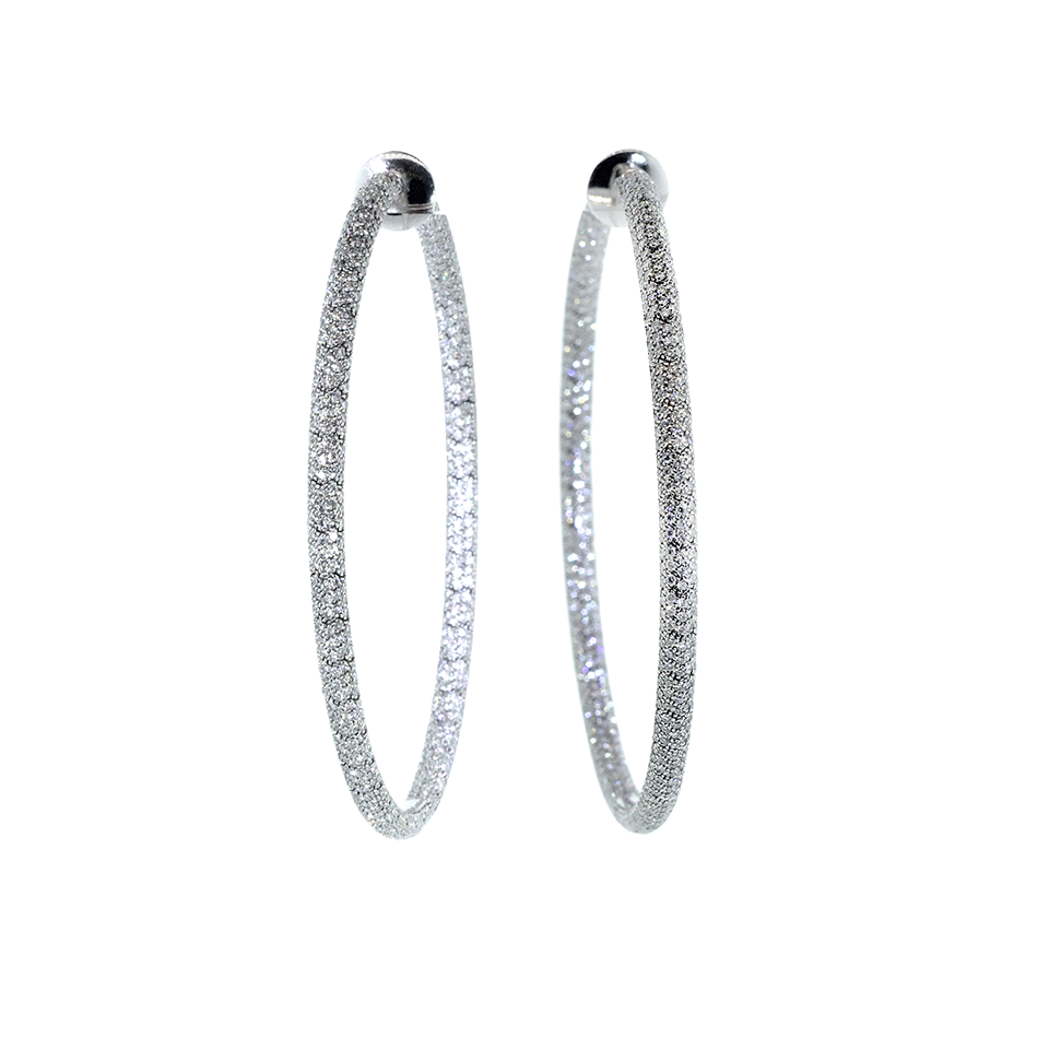 MATTIA CIELO-Rugiada Micro Pave Diamond Hoop-WHITE GOLD