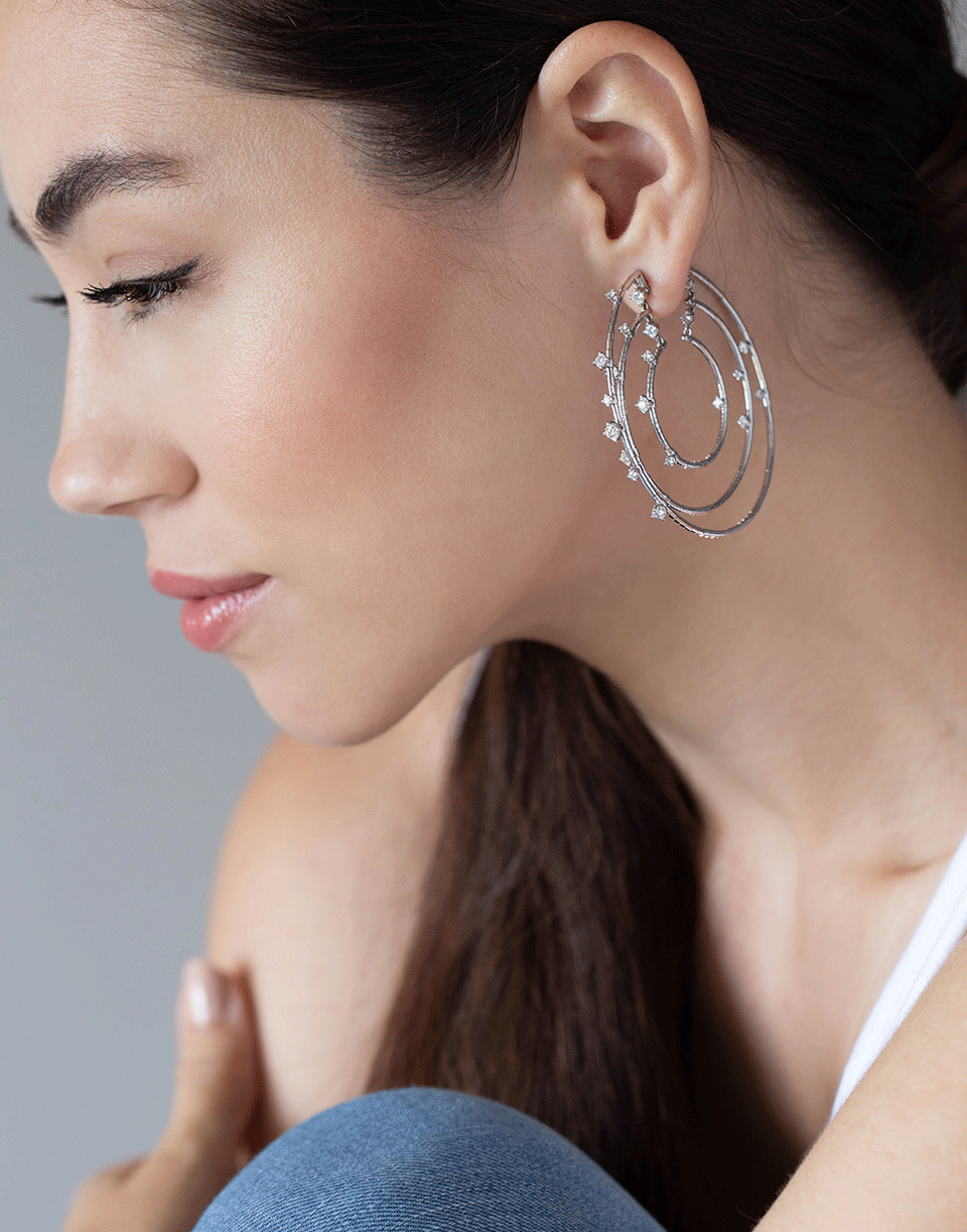 MATTIA CIELO-Rugiada Triple Diamond Echo Hoops-WHITE GOLD