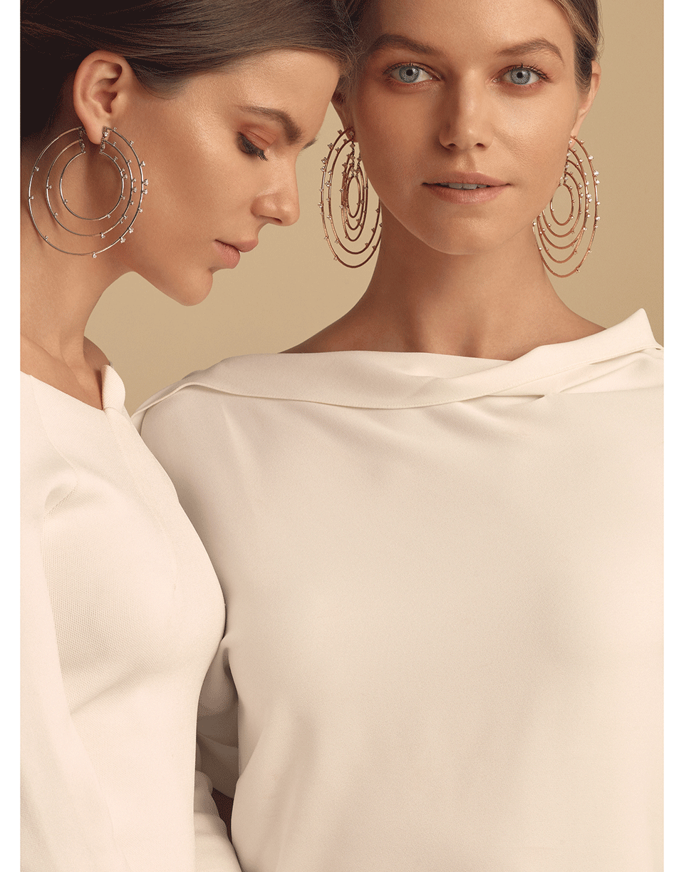 MATTIA CIELO-Rugiada Triple Diamond Echo Hoops-WHITE GOLD