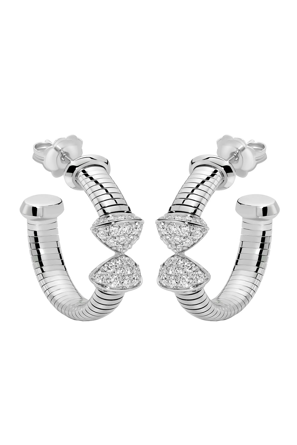 Rugiada Tubogas Diamond Hoop Earrings-WHITE GOLD-JEWELRYFINE JEWELEARRING-MATTIA CIELO