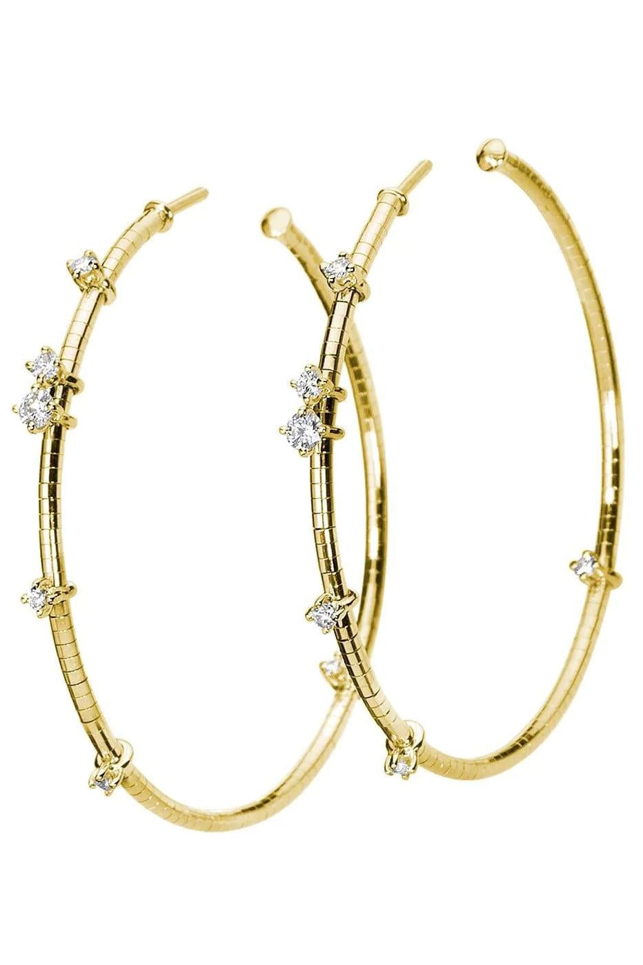 MATTIA CIELO-4cm Rugiada Diamond Hoops - Yellow Gold-YELLOW GOLD
