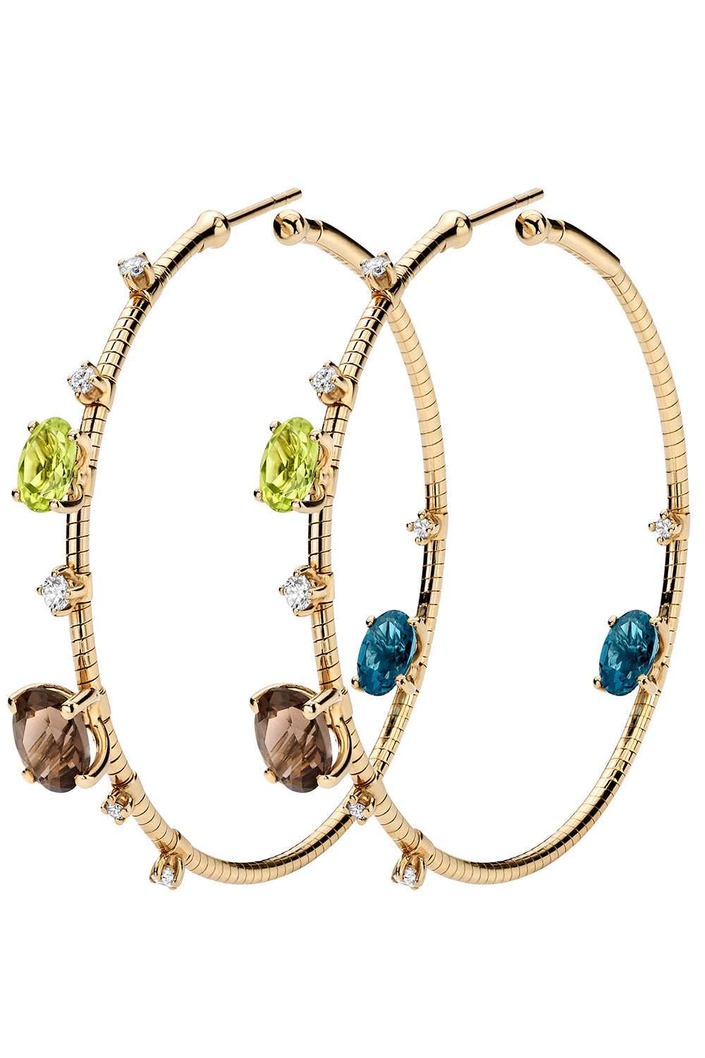MATTIA CIELO-4cm Rugiada Peridot Topaz Earrings-YELLOW GOLD