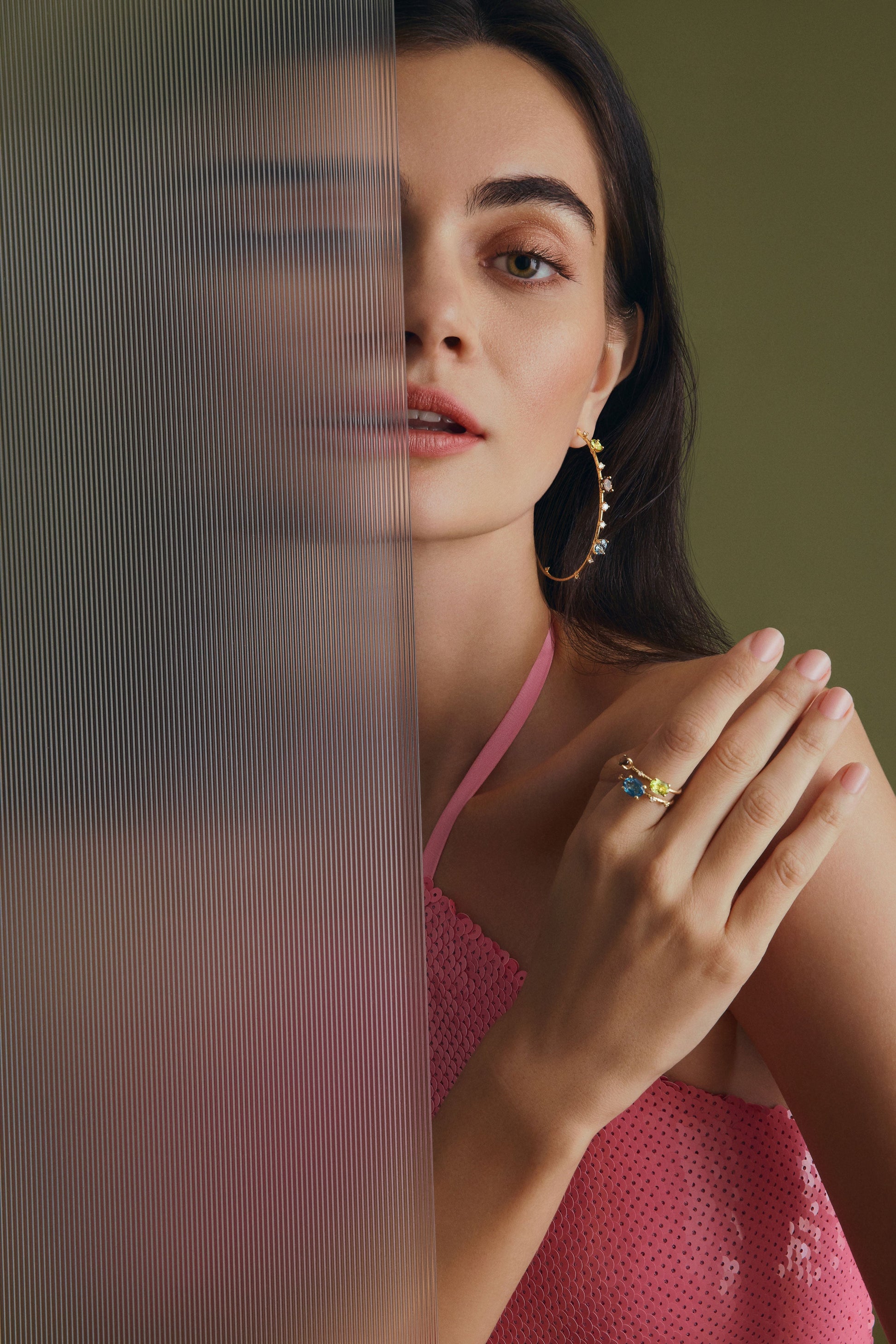 MATTIA CIELO-6cm Peridot Topaz Hoop Earrings-YELLOW GOLD