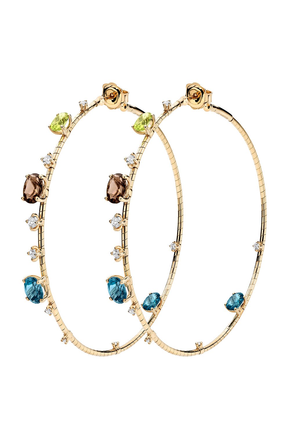 MATTIA CIELO-6cm Peridot Topaz Hoop Earrings-YELLOW GOLD