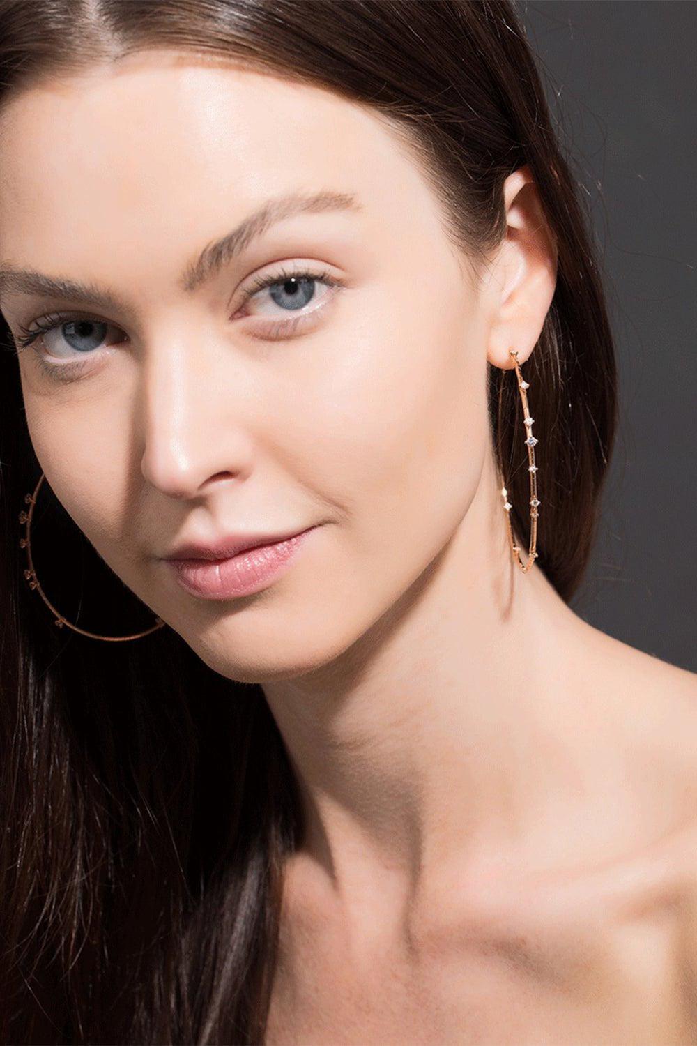 MATTIA CIELO-6cm Yellow Gold Rugiada Diamond Hoop Earrings-YELLOW GOLD