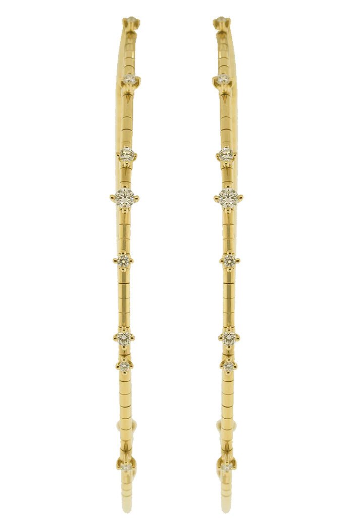 MATTIA CIELO-6cm Yellow Gold Rugiada Diamond Hoop Earrings-YELLOW GOLD