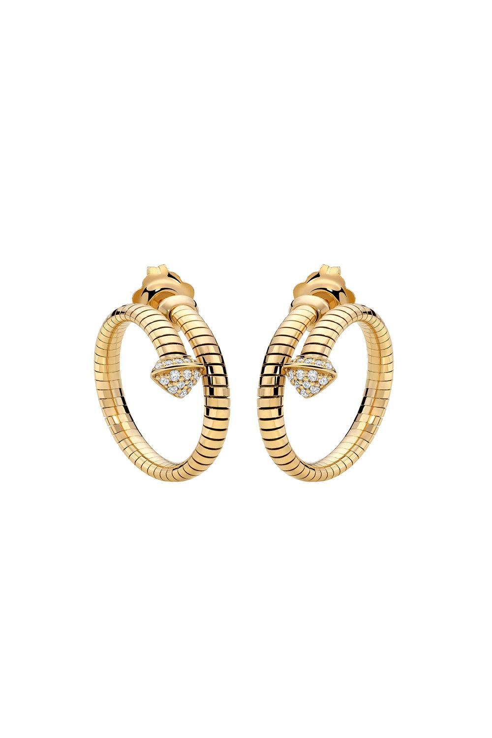 Rugiada Pave Serpent Earrings-YELLOW GOLD-JEWELRYFINE JEWELEARRING-MATTIA CIELO