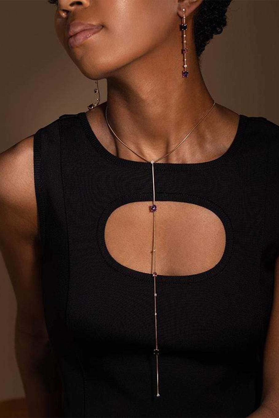 MATTIA CIELO-Amethyst Tourmaline and Diamond Y Necklace-ROSE GOLD