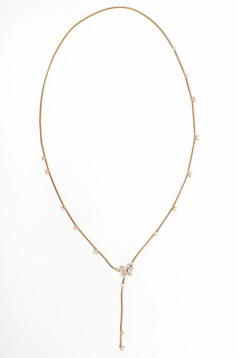 MATTIA CIELO-Diamond Y Drop Necklace-ROSE GOLD