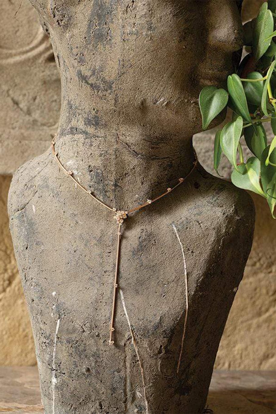 MATTIA CIELO-Diamond Y Drop Necklace-ROSE GOLD