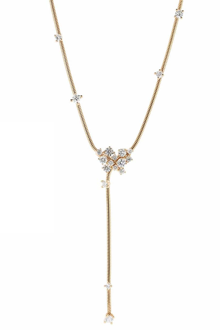 MATTIA CIELO-Diamond Y Drop Necklace-ROSE GOLD