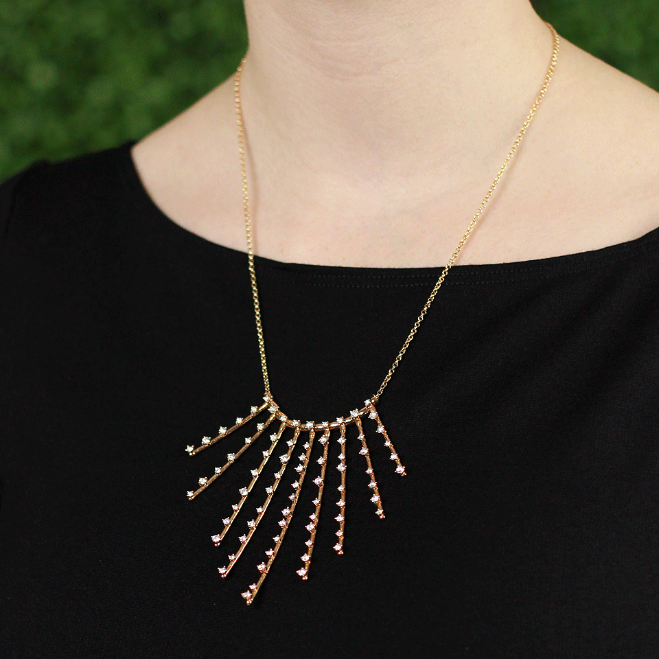 MATTIA CIELO-Rugiada Diamond Cascade Station Necklace-ROSE GOLD