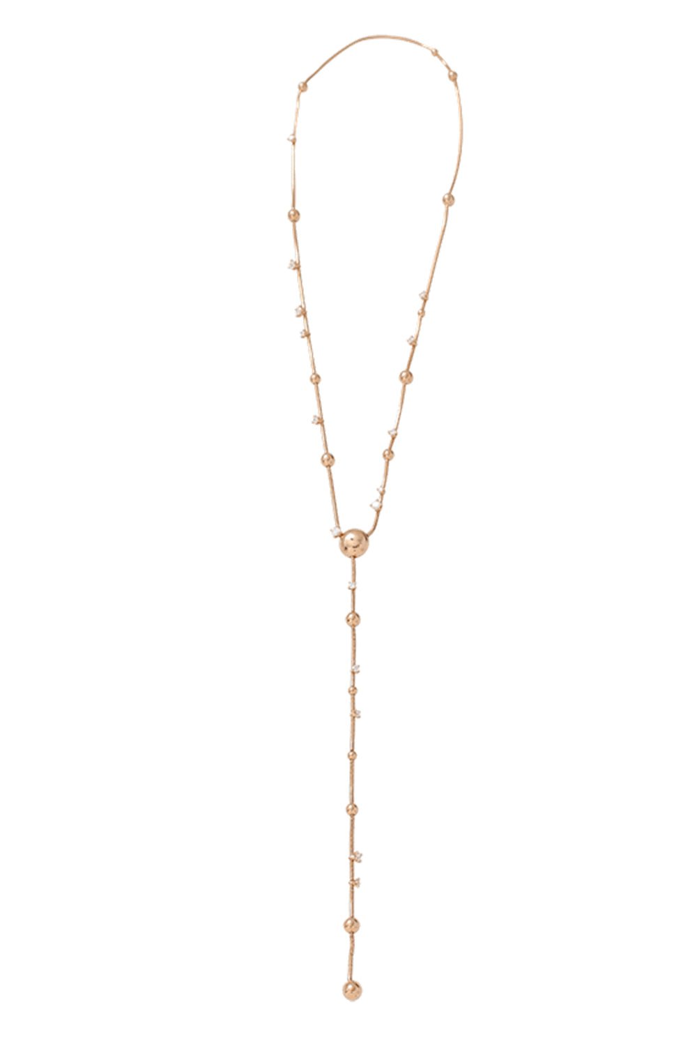 MATTIA CIELO-Rugiada Diamond Pave Lariat Necklace-ROSE GOLD