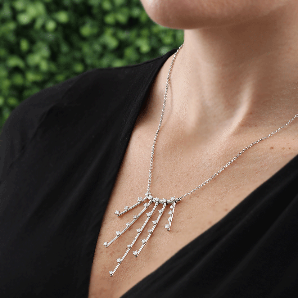 MATTIA CIELO-Rugiada Diamond Cascade Station Necklace-WHITE GOLD