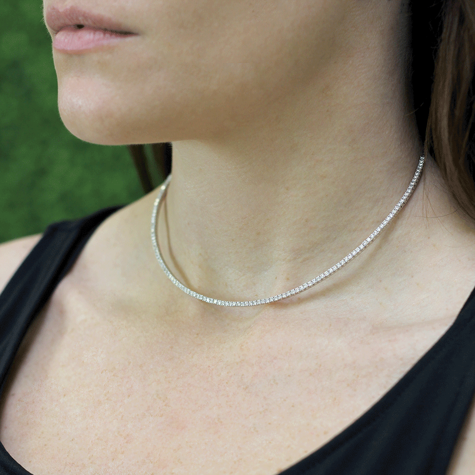 MATTIA CIELO-Rugiada Tennis Diamond Necklace-WHITE GOLD