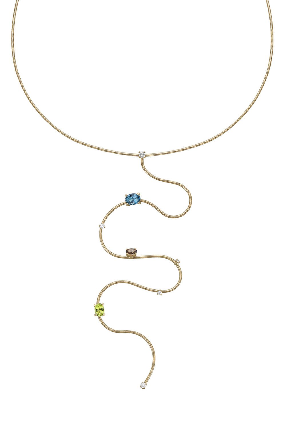 MATTIA CIELO-Rugiada Pietre Lariat Necklace-YELLOW GOLD