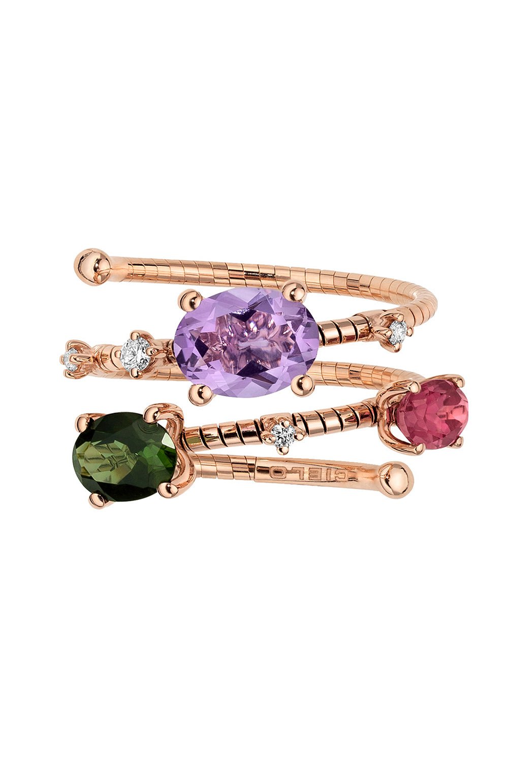 MATTIA CIELO-Rugiada Pietre 2 row ring-ROSE GOLD