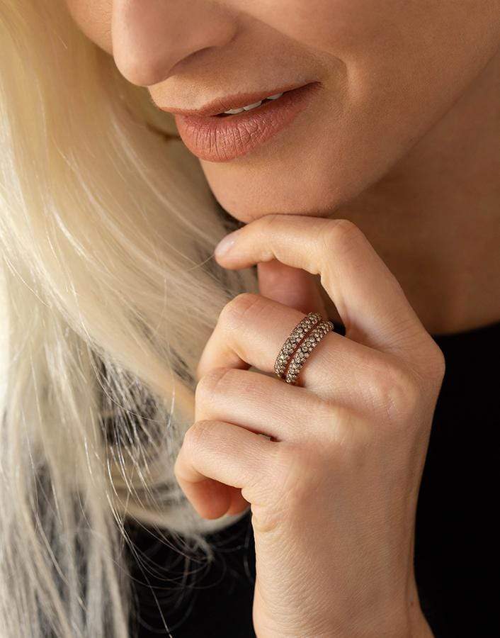 MATTIA CIELO-Rugiada Champagne Diamond Two Wrap Ring-ROSE GOLD