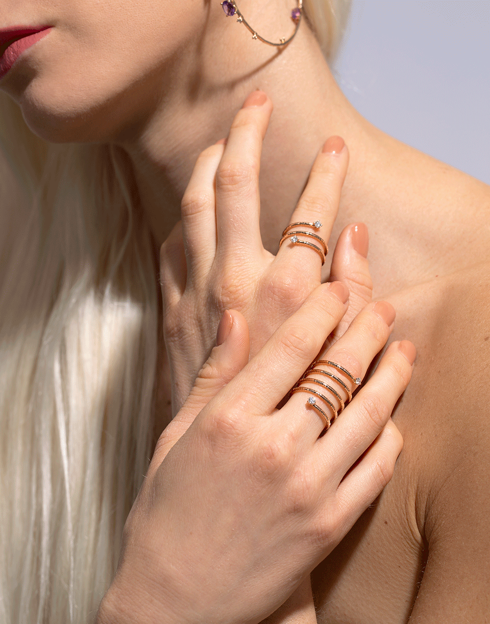 MATTIA CIELO-Rugiada Diamond End Five Wrap Ring-ROSE GOLD