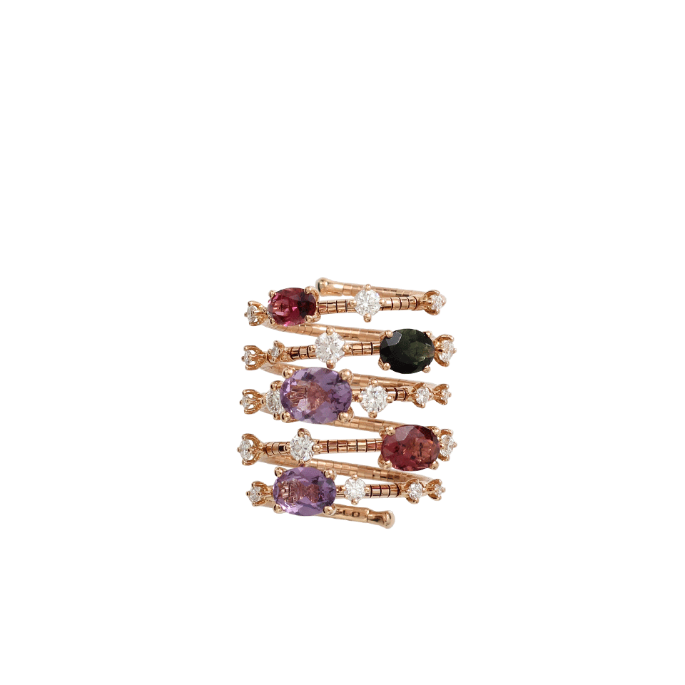 MATTIA CIELO-Rugiada Five-Circle Wrap Rainbow Ring-ROSE GOLD