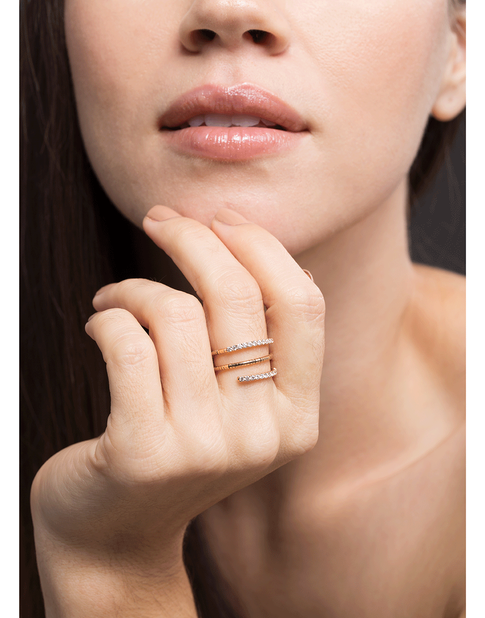 MATTIA CIELO-Rugiada Three Wrap Ring with Diamond Pave-ROSE GOLD