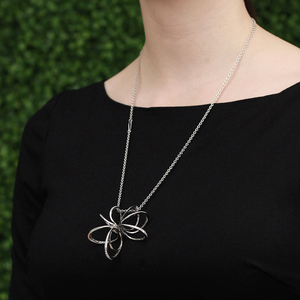 MATTIA CIELO-Small Pavone Ring Necklace-WHITE GOLD