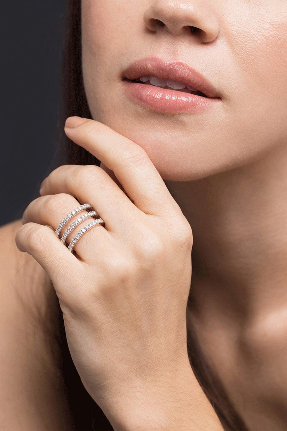 MATTIA CIELO-Rugiada Three-Circle Tennis Wrap Ring-WHITE GOLD