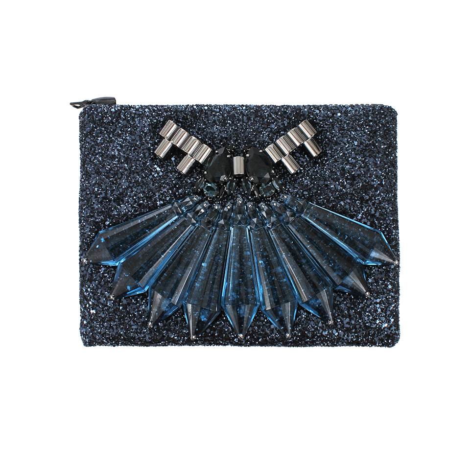 MAWI-Glitter Clutch with Crystals-MIDNIGHT