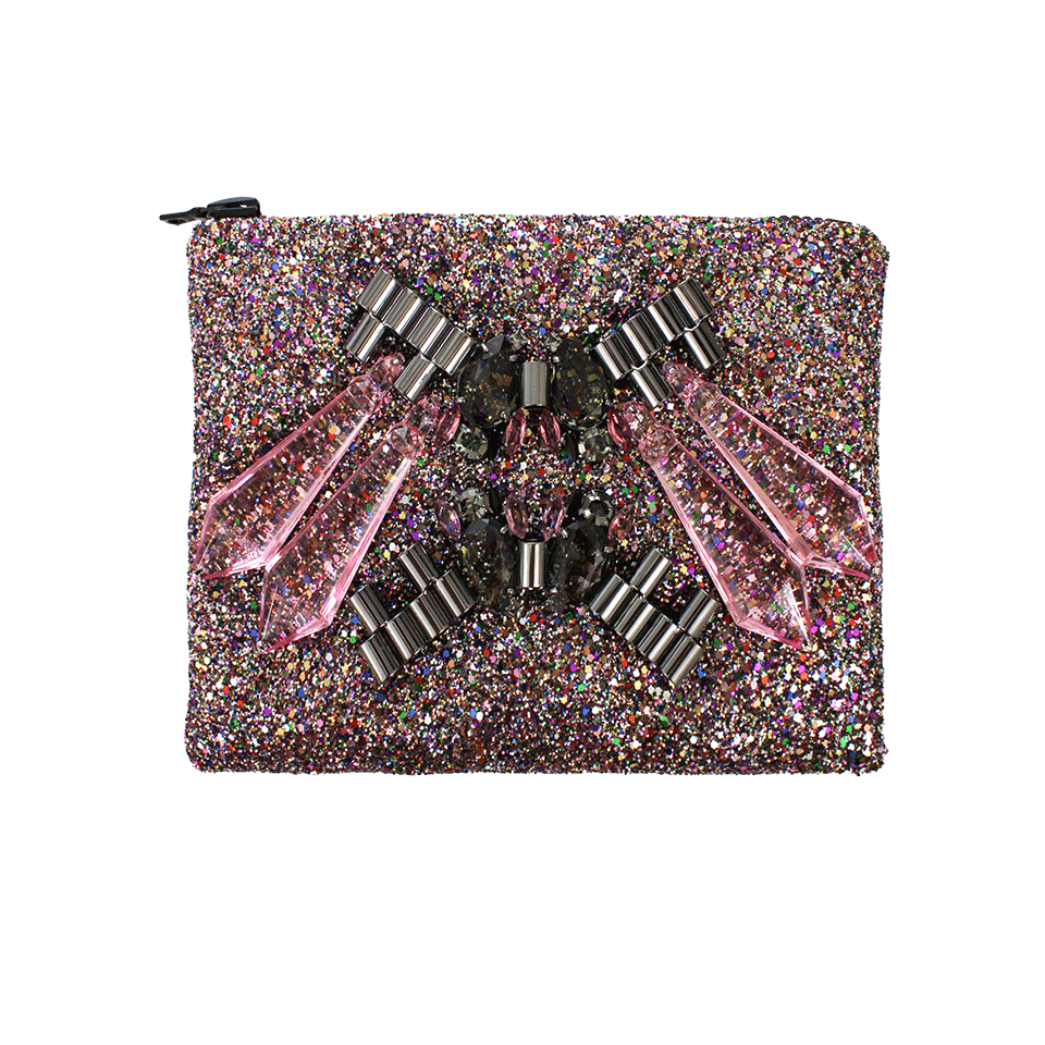 MAWI-Glitter Clutch with Crystals-MULTI
