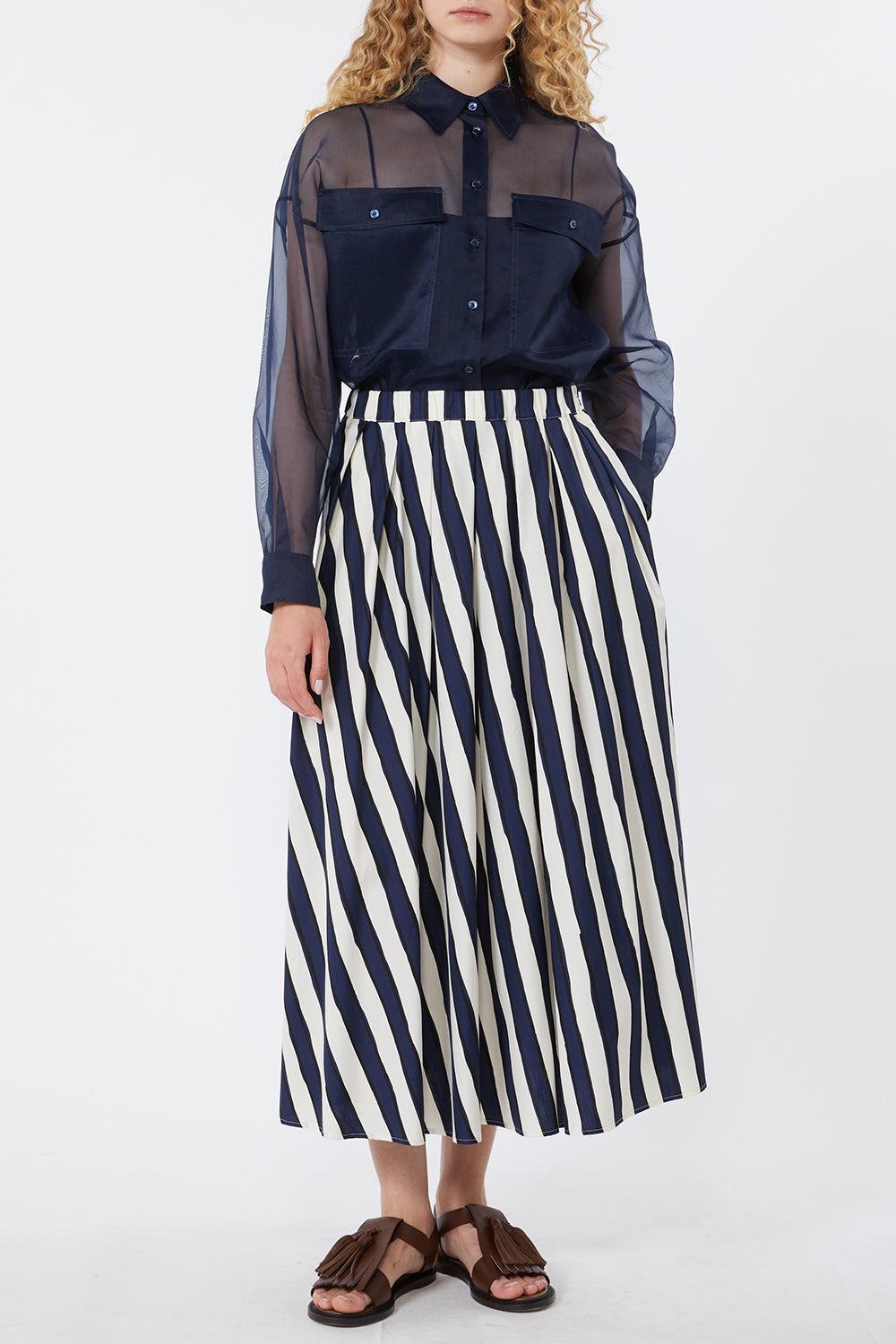 Duomo Midi Skirt-STRIPE-2-CLOTHINGSKIRTMIDI-MAX MARA