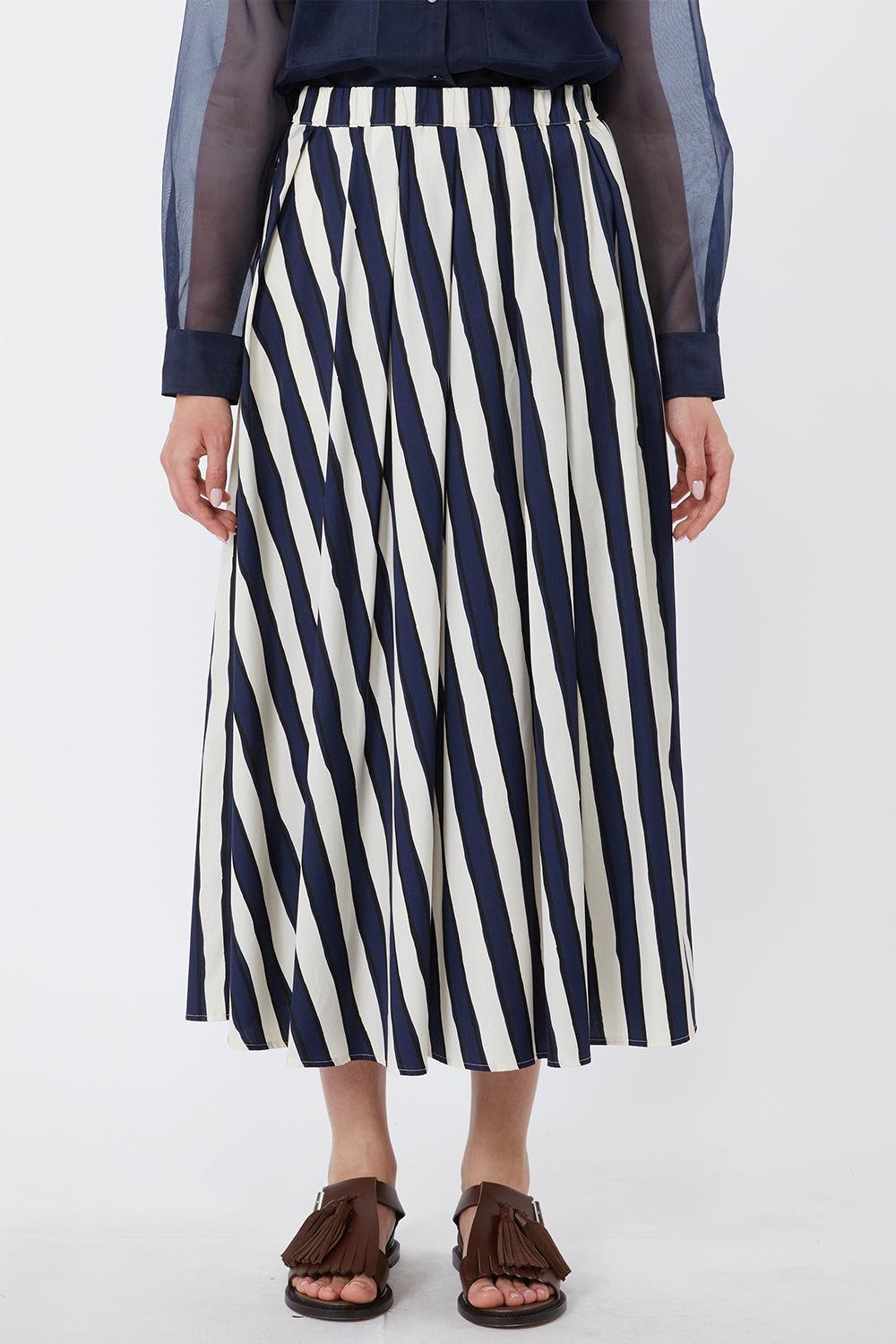 Duomo Midi Skirt-STRIPE-2-CLOTHINGSKIRTMIDI-MAX MARA