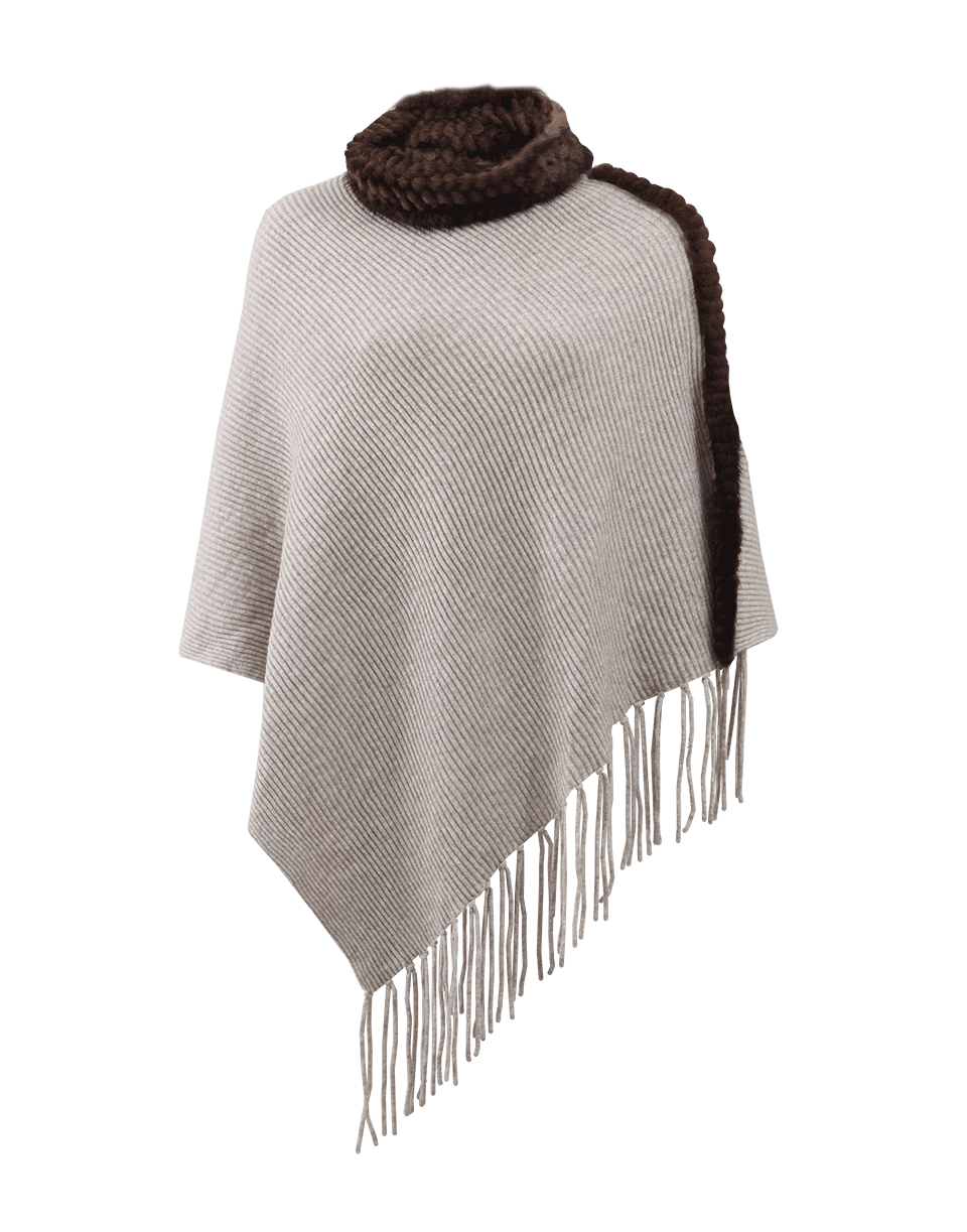 MAX & MOI-Cassandra Poncho With Mink Collar-