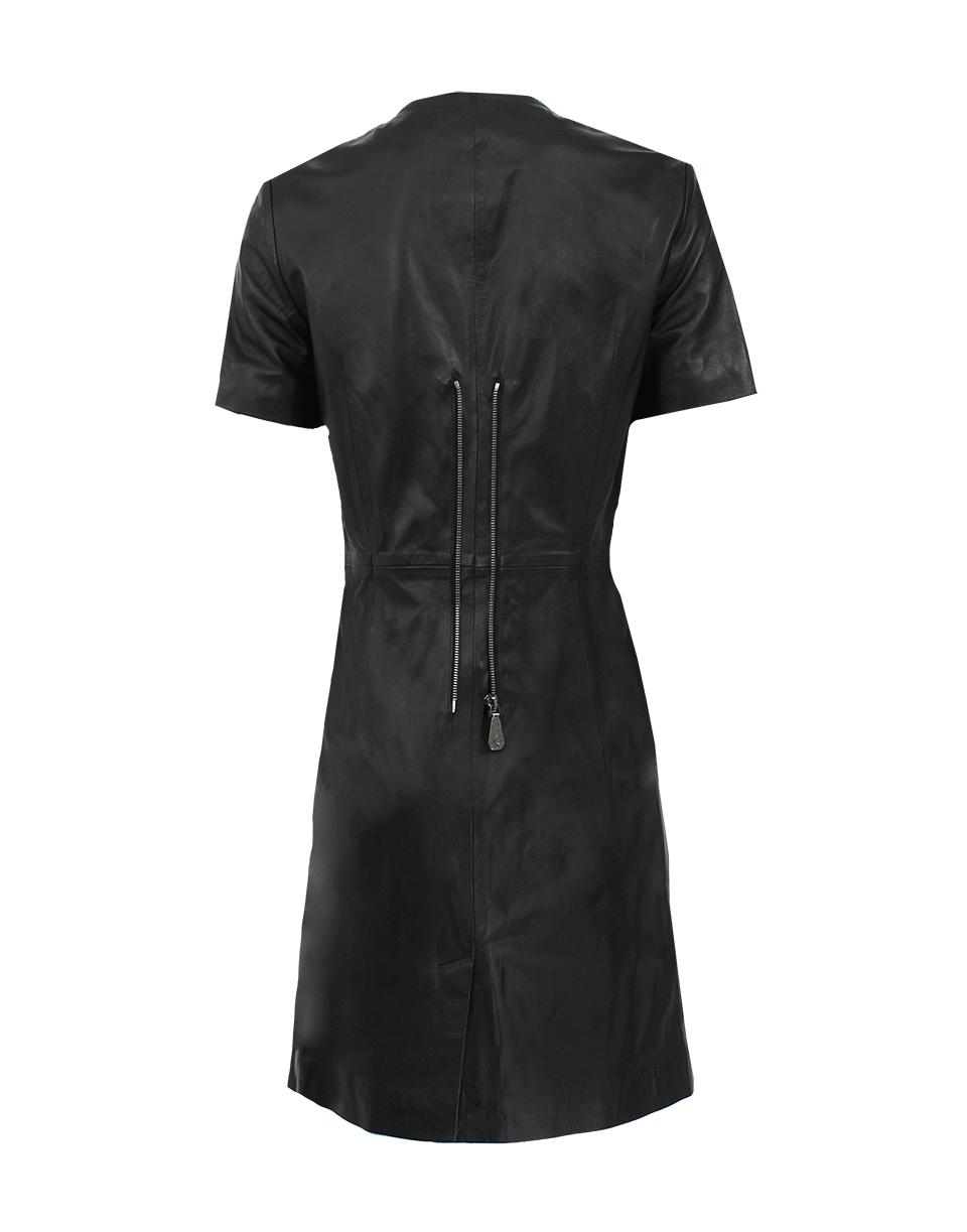 McQ by Alexander McQueen-Tailored Zip Leather Dress-BLACK