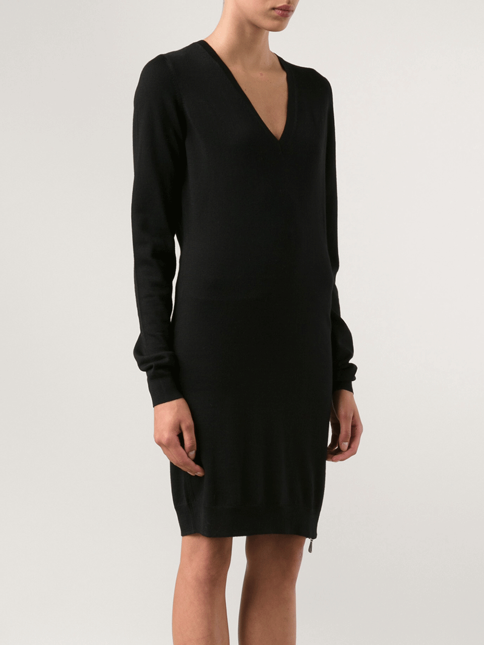McQ by Alexander McQueen-Zip V-Neck Sweater Dress-