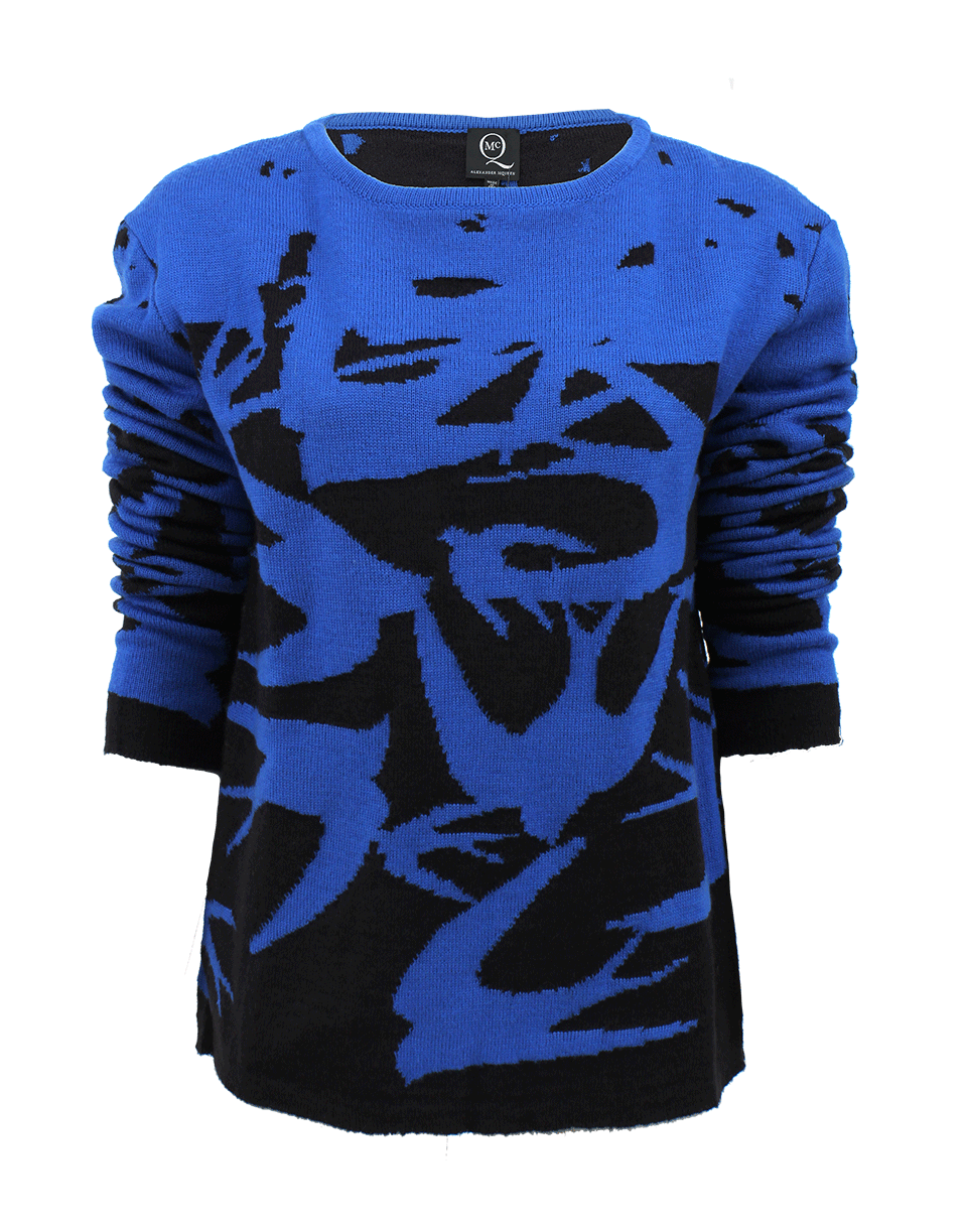 McQ by Alexander McQueen-Long Sleeve Crewneck Jacquard Pullover-