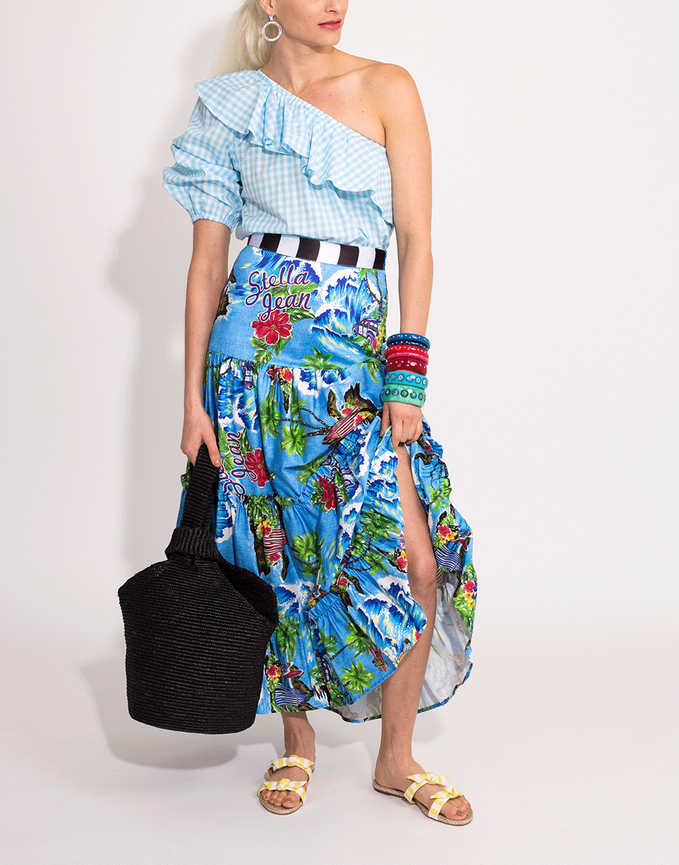 MDS STRIPES-One Shoulder Checkered Top-