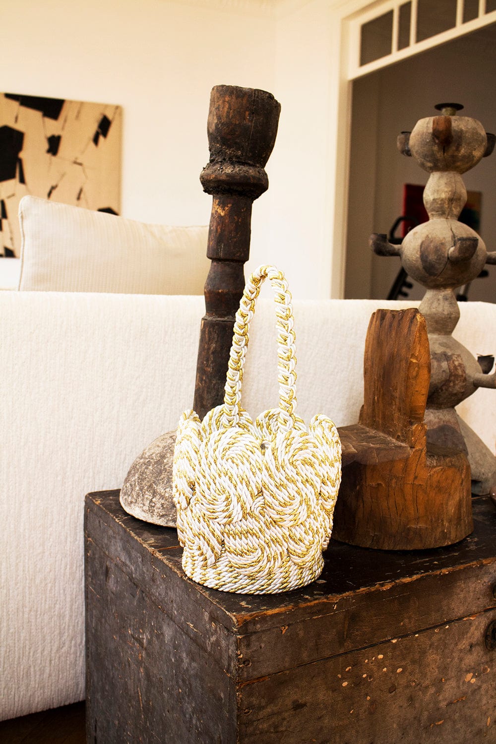 MEHRY MU-Chacha Bucket Bag-WHT/GLD