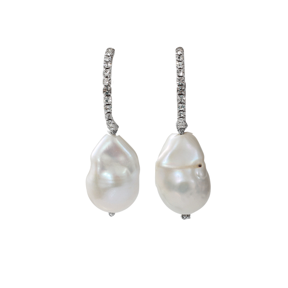 MELA-Cubic Zirconia And Baroque Pearl Earrings-GOLD