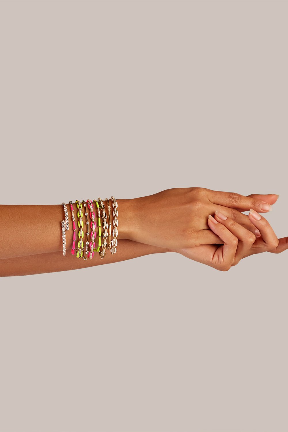 MELISSA KAYE-Neon Pink Lola Linked Bracelet-ROSE GOLD