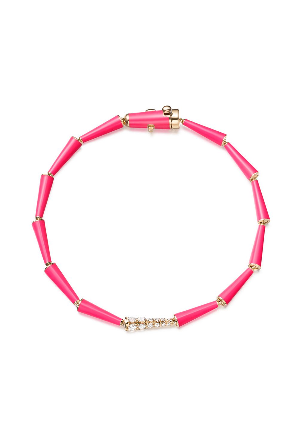 MELISSA KAYE-Neon Pink Lola Linked Bracelet-ROSE GOLD